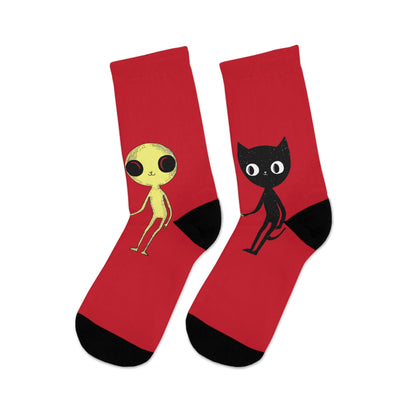 Recycled Poly Socks_Cat with Alien