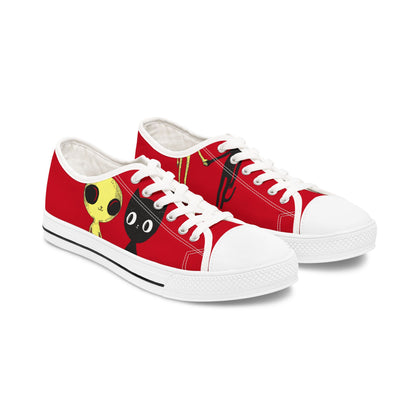 Women's Low Top Sneakers_Cat with Alien