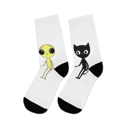 Recycled Poly Socks_Cat with Alien_01