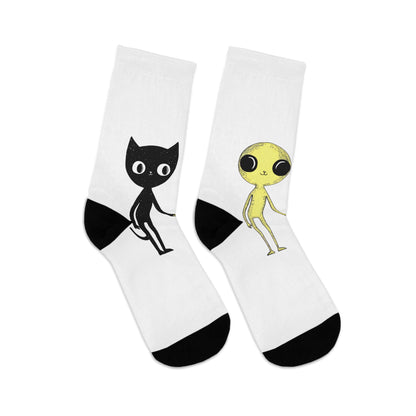 Recycled Poly Socks_Cat with Alien_01